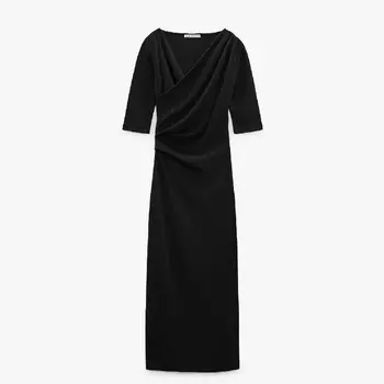 Платье Zara Side-draped, черный