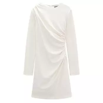 Платье Zara Side Gathering, желтовато-белый