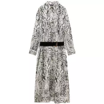 Платье Zara Snake Print Satin, черный/белый