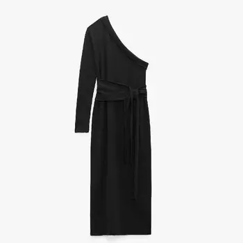 Платье Zara Soft Asymmetric, черный
