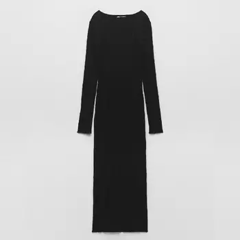 Платье Zara Soft Ribbed, черный