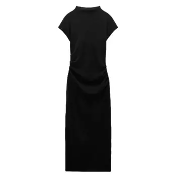 Платье Zara Soft With Gathered Detail, черный