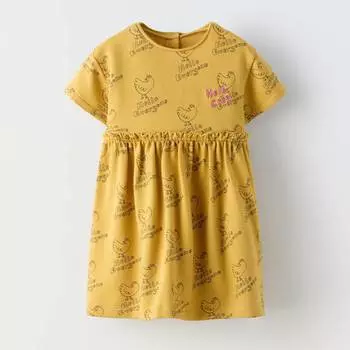 Платье Zara Summer Camp Hen Print, желто-коричневый