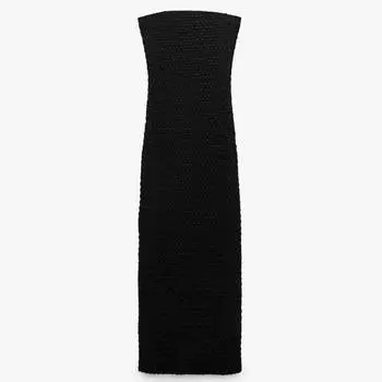 Платье Zara Textured Strapless, черный