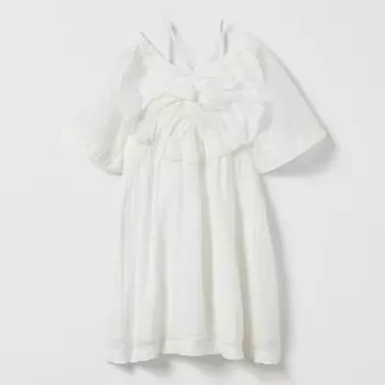 Платье Zara Textured With Knot, белый