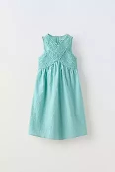 Платье Zara Textured Wrap, бирюзовый