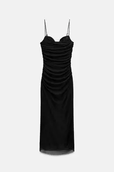 Платье Zara Tulle Midi, черный