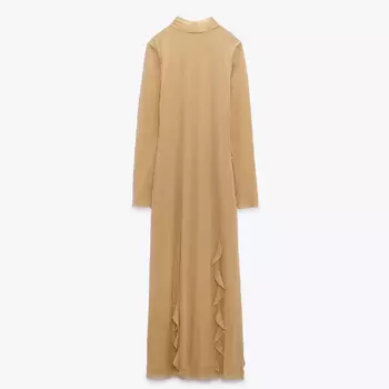 Платье Zara Tulle Midi, светло-коричневый