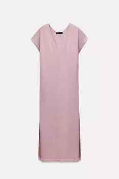 Платье Zara Washed Midi, сиреневый