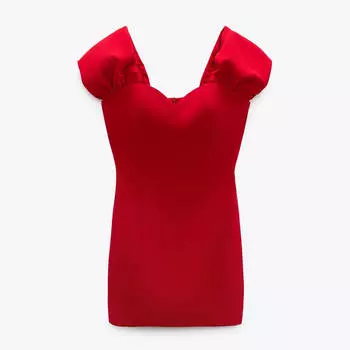 Платье Zara With A Sweetheart Neckline, красный