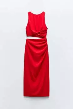 Платье Zara With Cut-out Detail And Ring, красный
