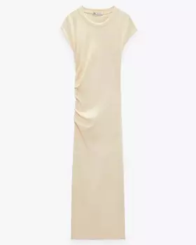 Платье Zara With Side Gathering, кремовый