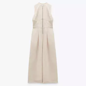 Платье Zara Zip-up, бежевый
