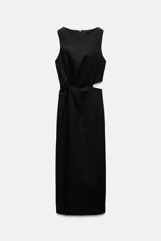 Платье Zara Zw Collection Cut-out Midi, черный