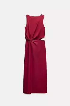 Платье Zara Zw Collection Cut-out Midi, бордовый
