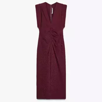 Платье Zara Zw Collection Draped Midi, темно-красный