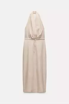 Платье Zara ZW Collection Halter, бежевый