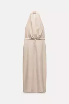 Платье Zara ZW Collection Halter, бежевый