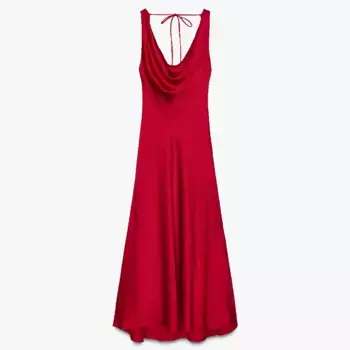 Платье Zara Zw Collection Heavy Sateen, красный