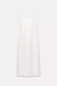 Платье Zara Zw Collection Linen Blend Midi, белый