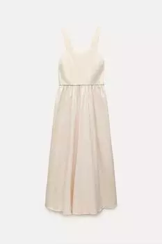 Платье Zara ZW Collection Long Strappy, экрю