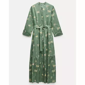 Платье Zara ZW Collection Print, зеленый