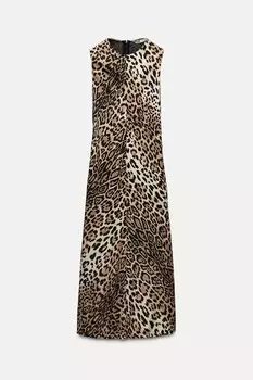 Платье Zara Zw Collection Sleeveless, леопардовый принт