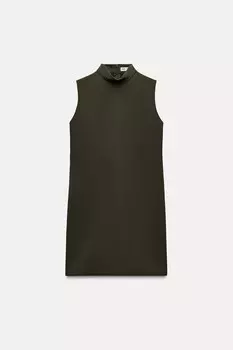 Платье Zara Zw Collection Sleeveless Short, хаки