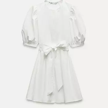 Платье Zara Zw Collection Striped Poplin, белый