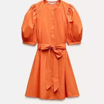 Платье Zara Zw Collection Striped Poplin, оранжевый