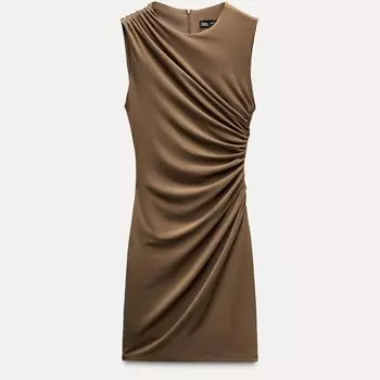 Платье Zara Zw Draped Short, светло-коричневый