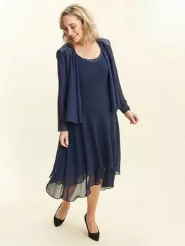 Платье-жакет с блестками Gina Bacconi, цвет Spring Navy