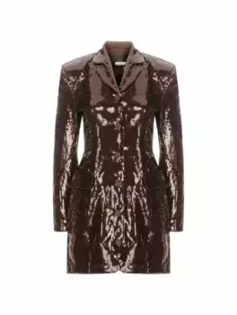 Платье-жакет с пайетками Rotate Birger Christensen, коричневый