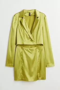 Платье-жакет с вырезами H&amp;M, желто-зеленый