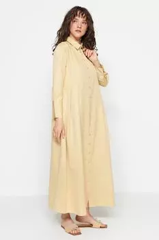 Платье - Желтый - Платье-рубашка Trendyol Modest, желтый