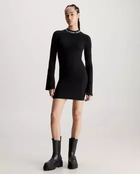Платье женское 100% хлопок воротник Perkins Calvin Klein Jeans, черный