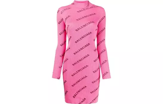 Платье женское Balenciaga с длинными рукавами, розовый