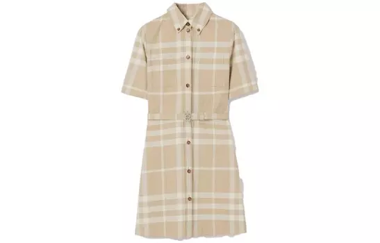 Платье женское Burberry с короткими рукавами, желто-коричневый