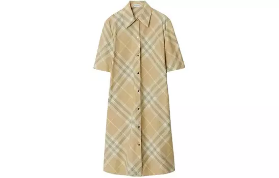 Платье женское Burberry Vintage-check с короткими рукавами, бежевый