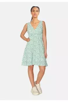 Платье Женское/Девочное Кремовое/Зеленый Цветок Sister's Point, зеленый