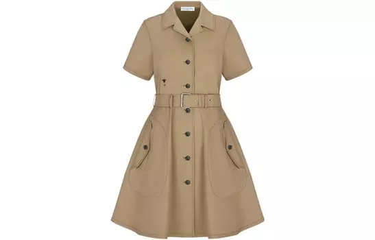 Платье женское Dior с короткими рукавами, хаки