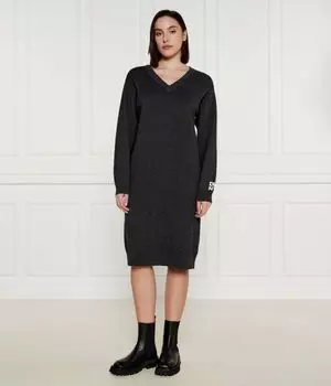 Платье женское Dkny полушерстяное с V-образным вырезом, серый