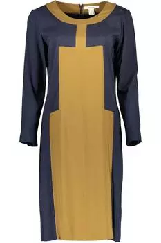 Платье женское Gant из вискозы комбинированное с длинными рукавами, синий