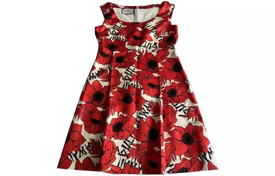 Платье женское Gucci без рукавов, красный / белый