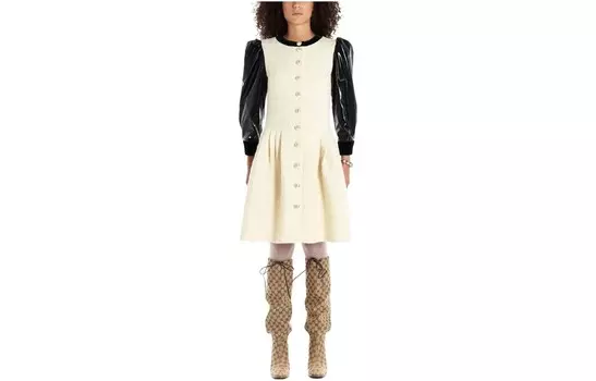 Платье женское Gucci с длинными рукавами, черный / белый