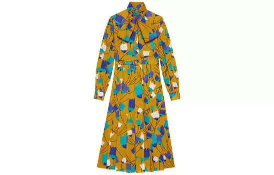 Платье женское Gucci с длинными рукавами, желтый