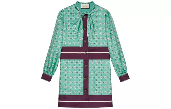 Платье женское Gucci с длинными рукавами, светло-голубой