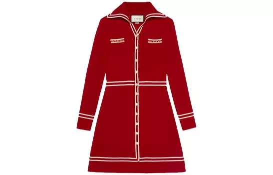 Платье женское Gucci с длинными рукавами, красный