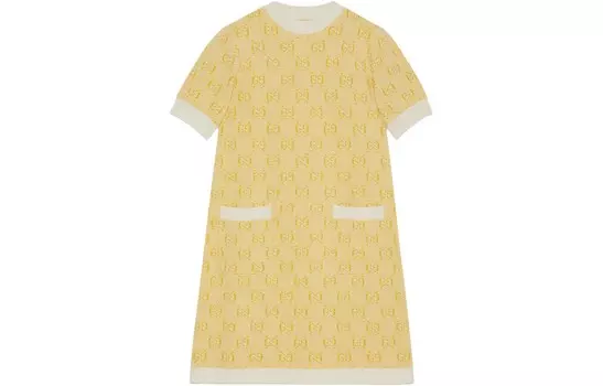 Платье женское Gucci с короткими рукавами, желтый