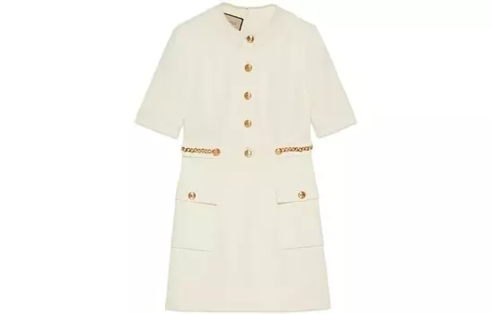 Платье женское Gucci с короткими рукавами, белый / золотой